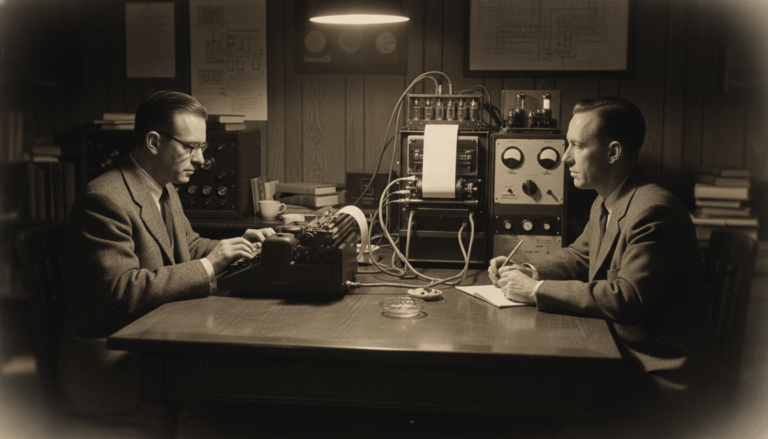 앨런튜링이 튜링테스트를 하고 있는 모습